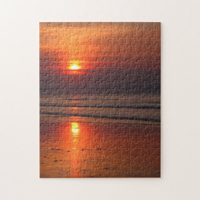 Blazing Beach Sunset  -  11x14 - 252 pcs Jigsaw Puzzle (Vertical)