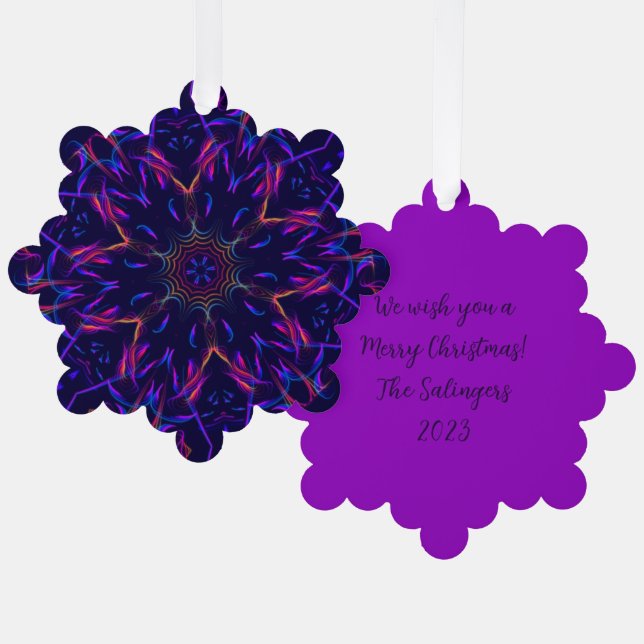Blazing Beauty Kaleidoscope Christmas Add Text Ornament Card (Front/Back)