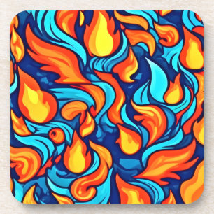 Blazing Blue Abstract Coaster