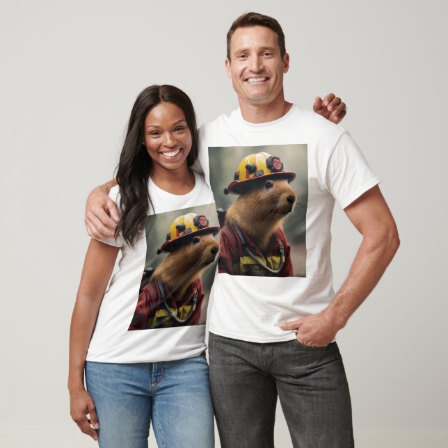 "Blazing Bravery: The Firefighting Capybara" T-Shirt (Unisex)