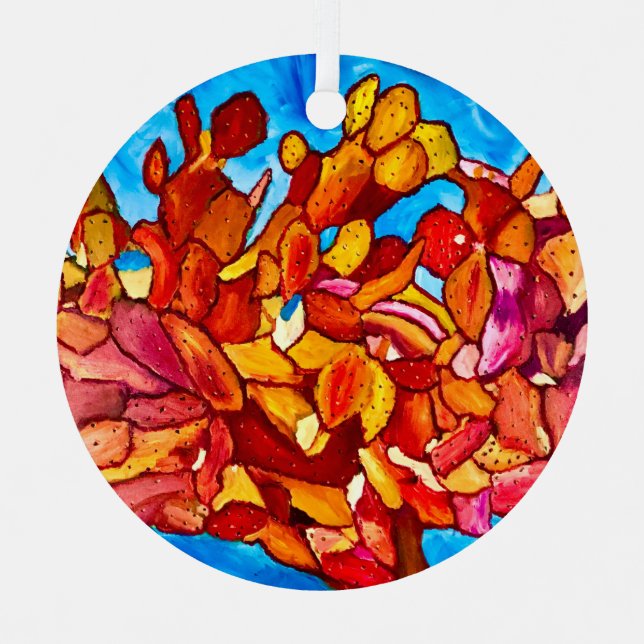 Blazing Cactus Metal Ornament (Front)