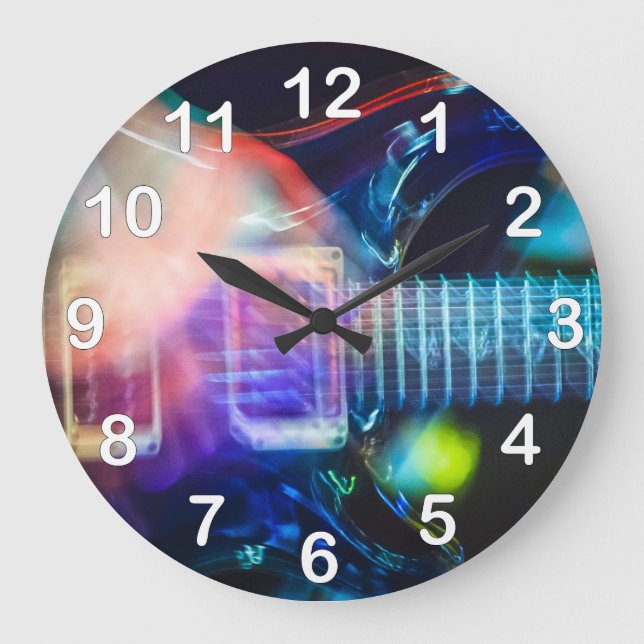 Blazing Electric Guitar Large Clock (Front)