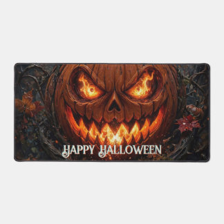 Blazing-Eyed Pumpkin Happy Halloween Autumn Desk Mat