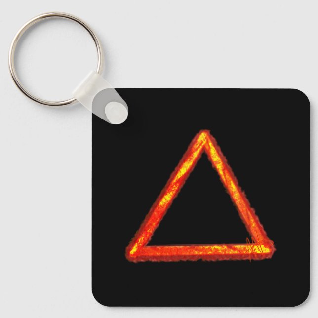 Blazing Fire Element Alchemy Symbol Metal Keychain (Front)