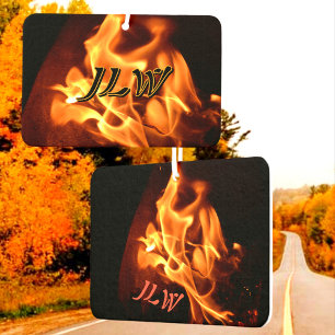 Blazing Flames Photographic Fire with Initials Air Freshener