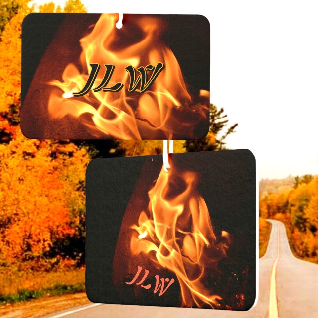 Blazing Flames Photographic Fire with Initials Air Freshener (Creator Uploaded)