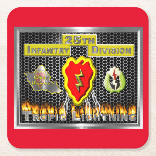 Blazing Hot 25th Infantry Division Gift Square Paper Coaster