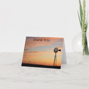 BLAZING ORANGE WINDMILL SUNSET CARD