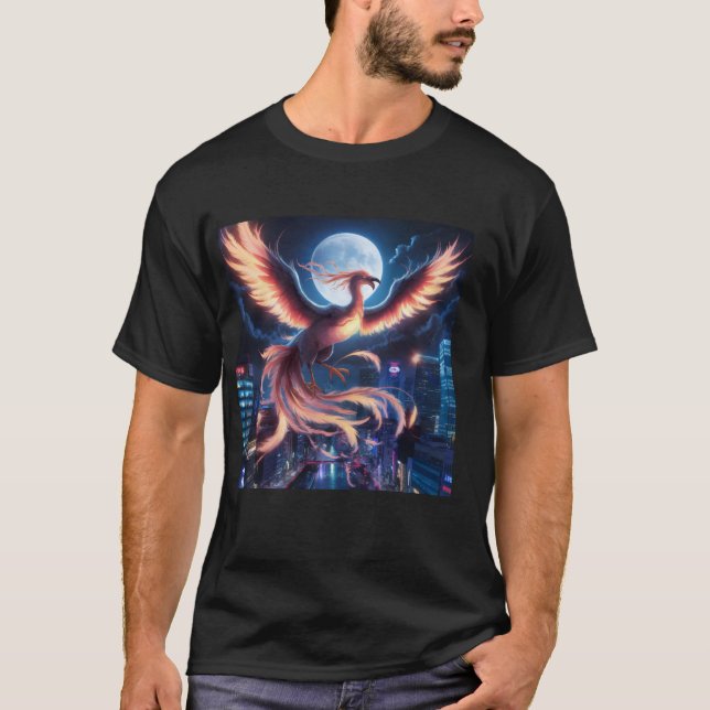 Blazing Phoenix Basic Black T-Shirt (Front)