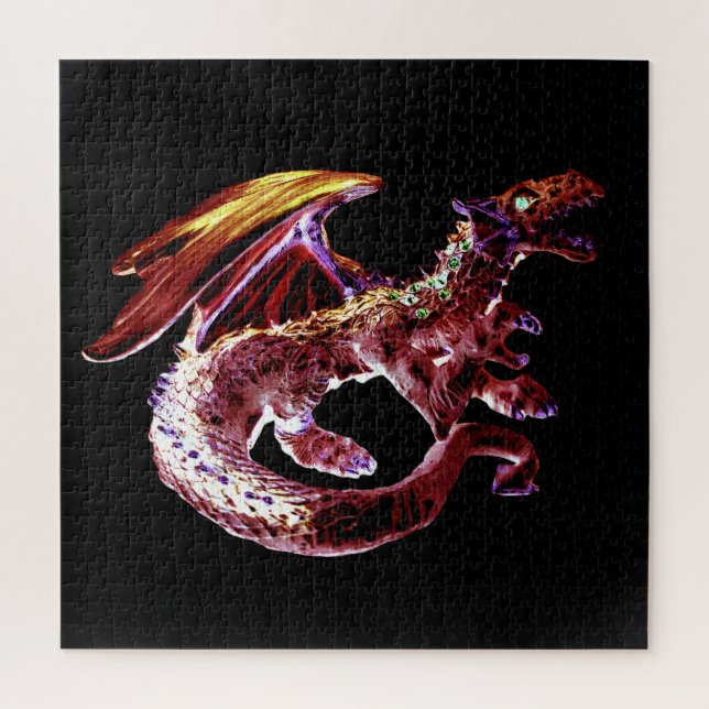 Blazing Scarlet Dragon Fantasy Realm Bold Color  Jigsaw Puzzle (Vertical)
