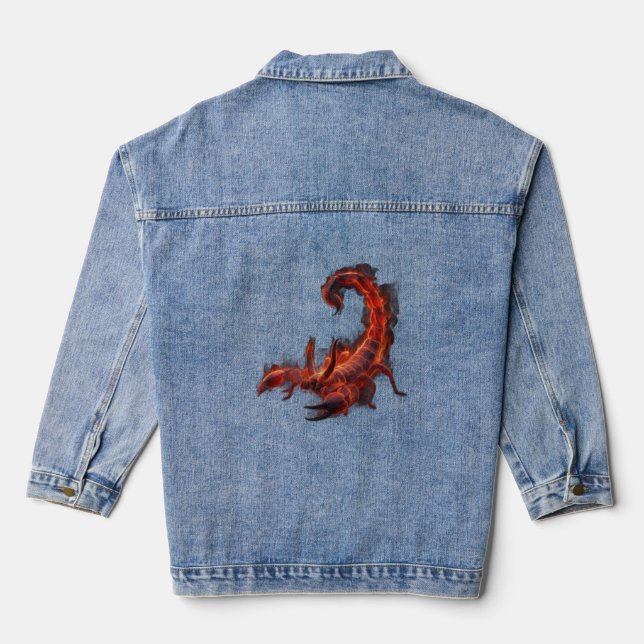 Blazing Scorpion Mythical Creature Fantasy Art Denim Jacket (Back)