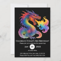 Blazing Spiral Dragon Birthday Invitation