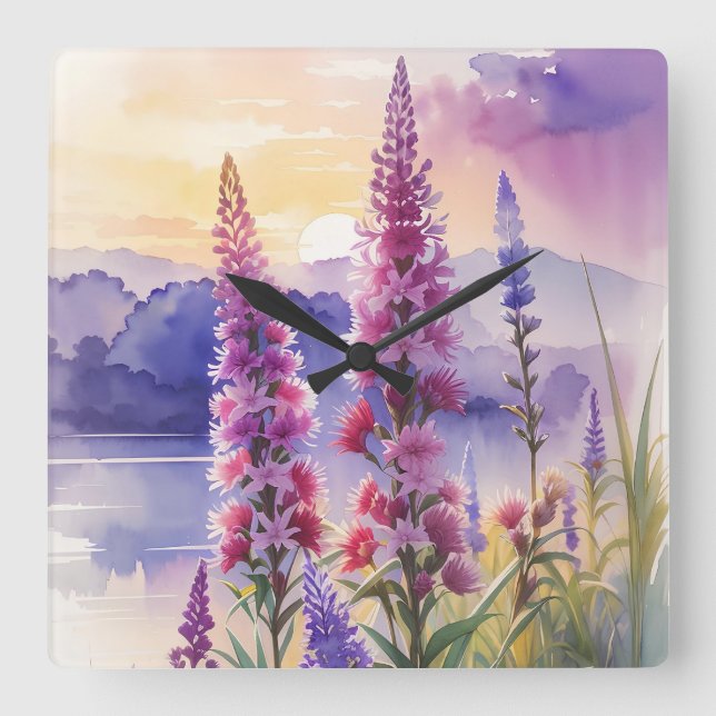 Blazing Star Beauty Square Wall Clock (Front)