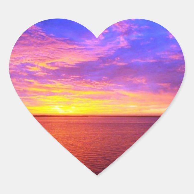 Blazing Sunset Heart Sticker (Front)