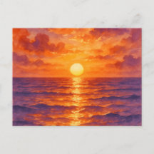 Blazing Sunset - Vibrant Watercolor Painting Style