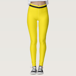 Blazing Yellow Black Striped Cute Women Athleisure Leggings