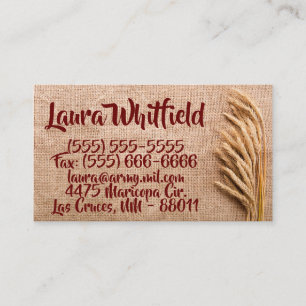 Blé carte de visite sur Burlap Sack Pays Rustique