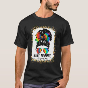 Bleach Best Nannie Ever Tie Dye Messy Bun Hair Mot T-Shirt