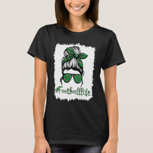 bleach Football Mom Life Messy Bun Women Football T-Shirt