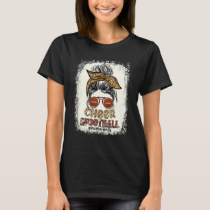 Bleach Leopard Messy Bun Mom Of Both Cheer And Foo T-Shirt