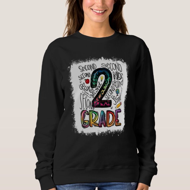 Bleached 2nd Grade Typography Team Second Grade Te Sweatshirt (Front)