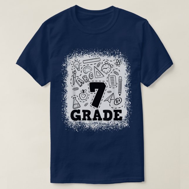 Bleached 7th Grade Typography Team 7th Grade Back  T-Shirt (Design Front)