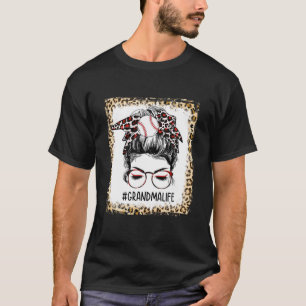 Bleached Baseball Grandma Messy Bun Game Day Mothe T-Shirt