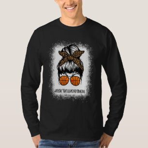 Bleached Basketball Bonus Mom Life Leopard Messy T-Shirt