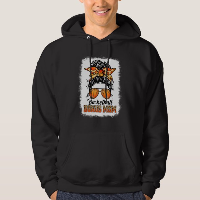 Bleached Basketball Bonus Mom Messy Bun Game Day M Hoodie (Front)