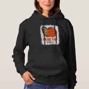 Bleached Basketball Game Day Vibes Basketball Mom  Hoodie