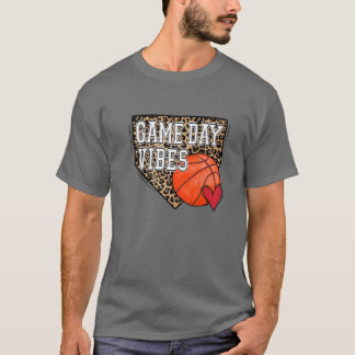 Bleached Basketball Game Day Vibes Leopard Basketb T-Shirt
