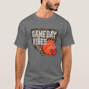 Bleached Basketball Game Day Vibes Leopard Basketb T-Shirt