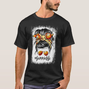 Bleached Basketball Gammie Life Messy Bun Game Day T-Shirt