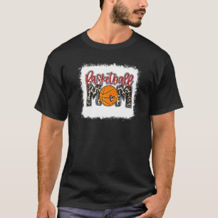 Bleached Basketball Mom Leopard  Ball Mom Mothers  T-Shirt
