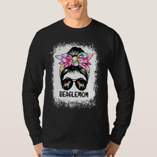 Bleached Beagle Mom Messy Bun Hair Colourful Dog M T-Shirt