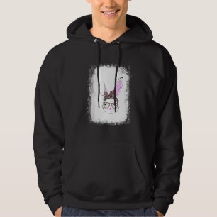 Bleached Bunny Face Leopard Glasses Headband Happy Hoodie