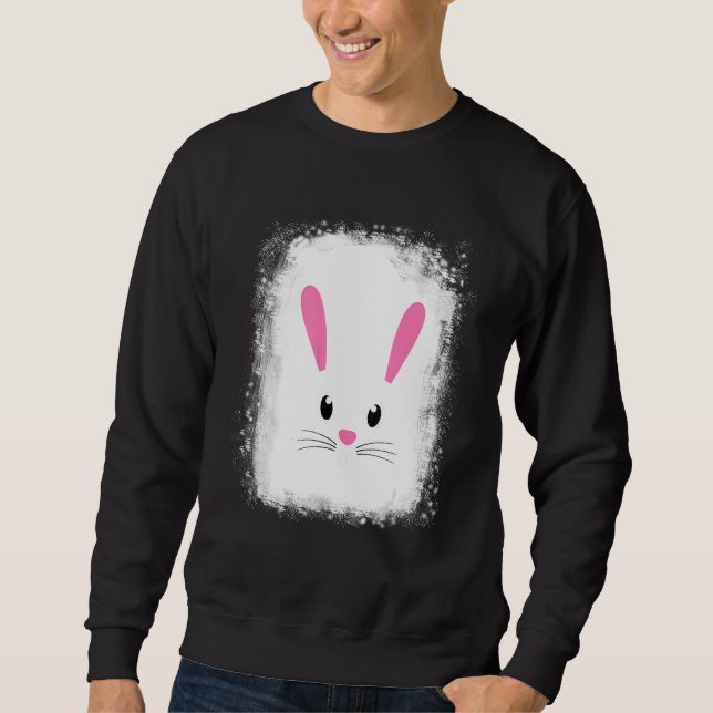 Bleached Bunny Face Leopard Glasses Headband Happy Sweatshirt (Front)