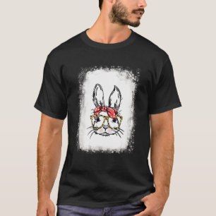 Bleached Bunny Face Leopard Glasses Headband Happy T-Shirt