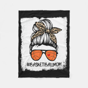 Bleached Bysketbyll Mom Life Leopard Messy Bun Gam Fleece Blanket