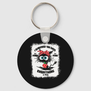 Bleached Cat I Survived 100 Days Of School Its Fin Keychain