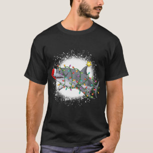 Bleached Christmas Shark Light Tree Funny Santa T-Shirt