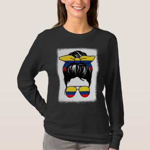 Bleached Colombian Mom Messy Bun Colombia Mom Moth T-Shirt
