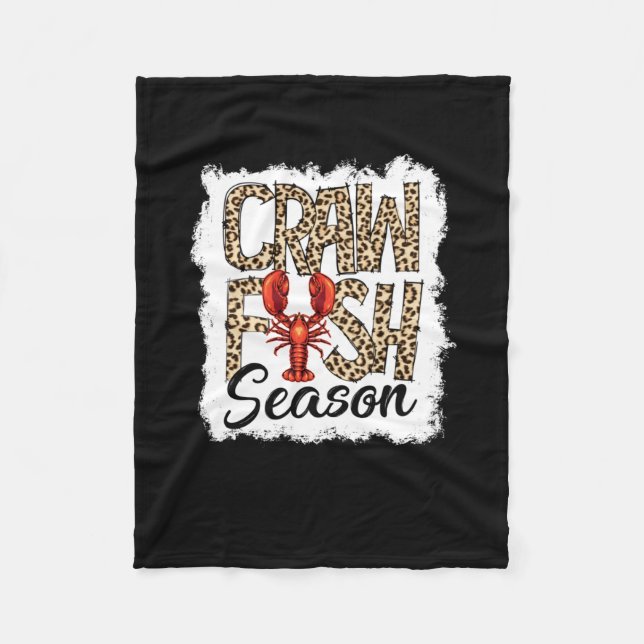 Bleached Crawfish Season Leopard Crawfish Boil Fleece Blanket (Front)
