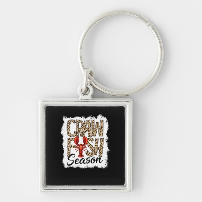 Bleached Crawfish Season Leopard Crawfish Boil Keychain (Front)