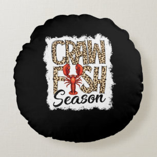 Bleached Crawfish Season Leopard Crawfish Boil Round Pillow