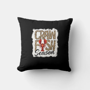 Bleached Crawfish Season Leopard Crawfish Boil Throw Pillow