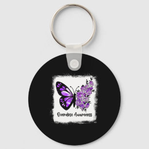Bleached Daisy Butterfly Purple Ribbon Overdose Aw Keychain