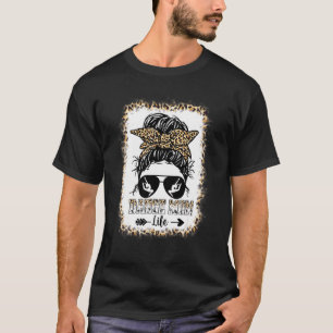 Bleached Dance Mom Messy Bun Leopard Dancer Mom Mo T-Shirt