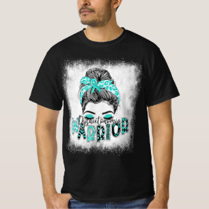 Bleached Dysautonomia Warrior Messy Bun Turquoise T-Shirt