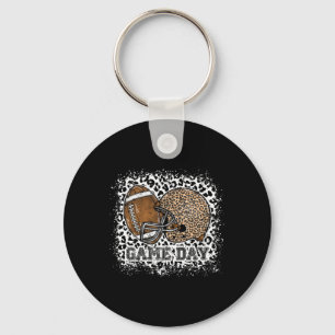 Bleached Game Day Leopard Football Helmet Sport Mo Keychain